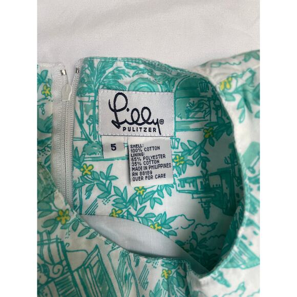 Vintage Lilly Pulitzer Girls Worth Ave Toile Shift Dress, 5T, Rare, Turquoise - Picture 3 of 3